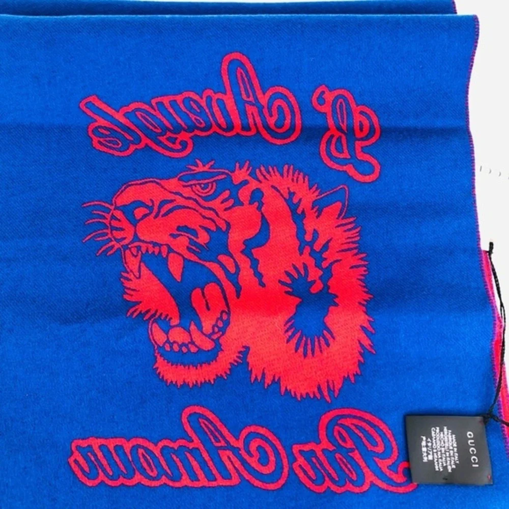 Gucci Tiger Jacquard Scarf L'Aveugle Par Amour - Picture 4 of 10